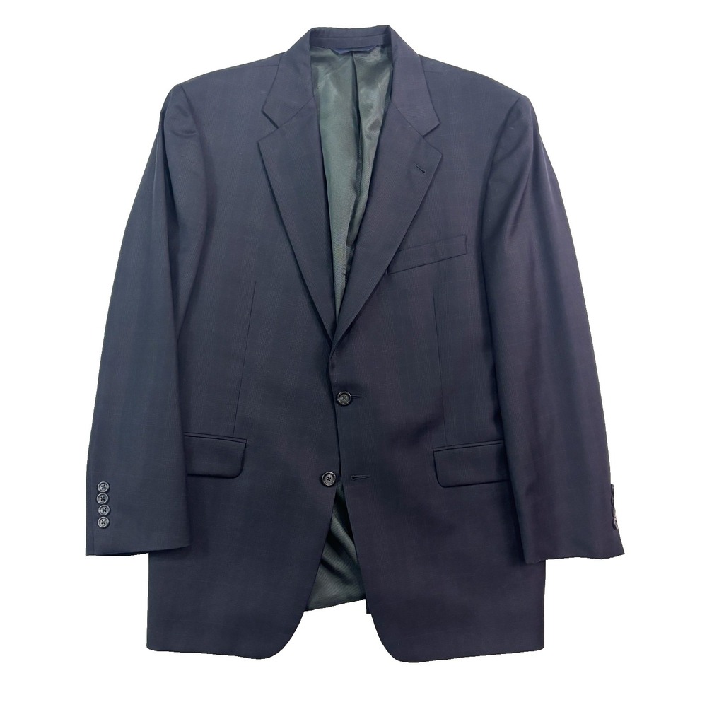 Burberry London 43R Kensington‎ Black Plaid Blazer Jacket Sport Suit Coat USA
